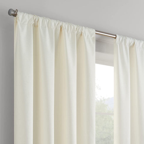 ECLIPSE Kendall Modern Blackout Thermal Rod Pocket Window Curtain for Bedroom or Living Room (1 Panel), 42" x 63", Ivory