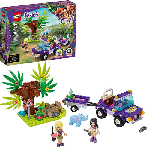 LEGO Friends Baby Elephant Jungle Rescue 41421 Adventure Building Kit; Animal Rescue Playset That Comes with a Toy Truck and Trailer, Plus Friends Emma and Stephanie (203 Pieces)