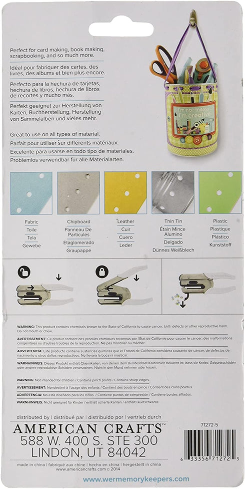 Heavy Duty 1/4 inch Standard Hole Punch The Crop-A-Dile Power Punch with 2 inch Reach by We R Memory Keepers. Punch Through Paper, Chipboard, Thin Tin, Leather, Plastic, and Fabric, Colors may vary