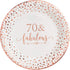 Crisky 70 Fabulous Disposable Plates for Women 70th Birthday Decorations Rose Gold Dessert, Buffet, Cake, Lunch, Dinner Disposable Plates 70th Birthday Party Table Supples, 50 Count, 9 inches