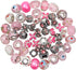 TOAOB 50pcs Pink European Large Hole Beads Spacer Glass Lampwork Craft Beads Rhinestone Metal Beads for DIY Charms Bracelet Necklace Jewelry Making