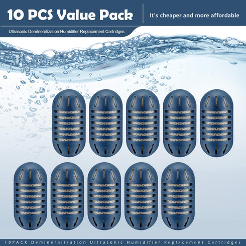 ANYHOW Demineralization Ultrasonic Humidifier Replacement Cartridges,Compatible with HoMedics, Filter Mineral Deposits, Prevents Hard Water Build-Up, Eliminates White Dust, Removes Odor-10Pack