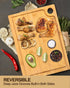 Bamboo Cutting Boards for Kitchen, (Set of 3) Kitchen Chopping Board with 3 Built-In Compartments and Juice Groove Heavy Duty Serving Tray Wood Butcher Block and Wooden Carving Board with Hole