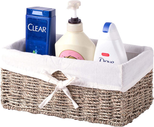 Vintiquewise(TM) Seagrass Shelf Basket Lined with White Lining