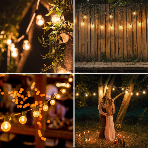 String Lights Outdoor LED Patio - 54 Ft Outside Hanging Waterproof Globe Edison Christmas Lighting 52 Bulb for Porch Cafe Backyard Bistro Party Warm White