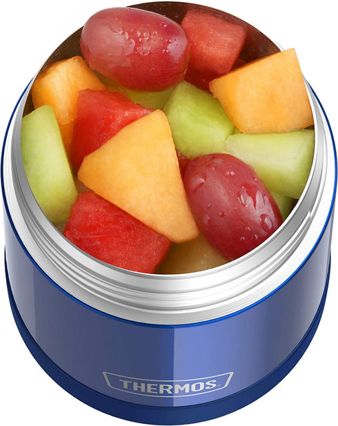THERMOS FUNTAINER 10 Ounce Stainless Steel Vacuum Insulated Kids Food Jar with Folding Spoon, Navy