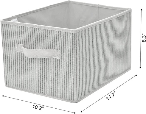 GRANNY SAYS Storage Containers for Organizing, Fabric Bins with Handles, Storage Baskets for Shelves, Large, White with Black Stripes, 3-Pack