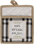DII Home Sweet Farmhouse Collection Kitchen, Oven Mitt/Pot Holder/Dishtowel Set, Black, 4 Piece