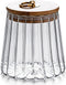 Glass Coffee Nuts Canister Airtight Storage Jar Petal Decorative Container with Bamboo Lid Metal Handle Easy to Grasp 1600ml, 54 FL OZ (Large Conical)