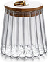 Glass Coffee Nuts Canister Airtight Storage Jar Petal Decorative Container with Bamboo Lid Metal Handle Easy to Grasp 1600ml, 54 FL OZ (Large Conical)