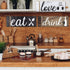 9PCS Kitchen Wall Decor Wooden Home Signs, Rustic Love Drink Eat Signs Kitchen Decor Home Wall Plaque with Hanging Hole and Invisible Nails, Kitchen Art Dining Room Bar Cafe Decoration