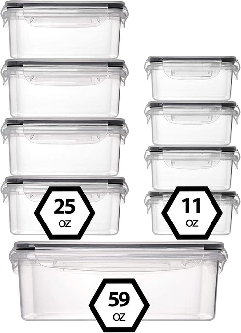 Fullstar (9 Pack) Food Storage Containers with Lids - Plastic Food Containers with Lids - Plastic Containers with Lids BPA-Free - Leftover Food Containers - Airtight Leak Proof Food Container