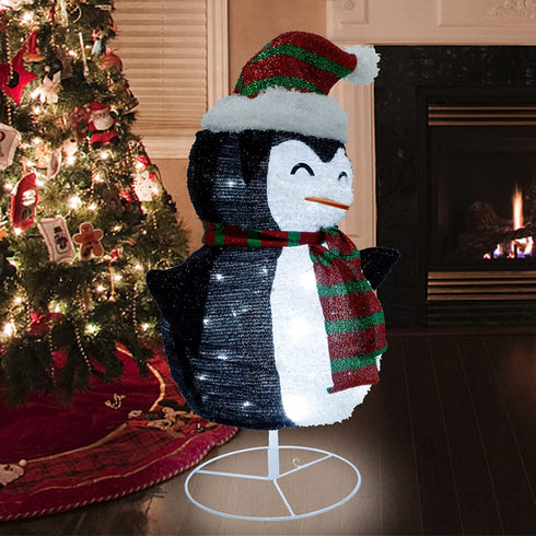 YOFIT 2.5 Ft Lighted Pop up Christmas Penguin Decorations, 45 LED Light up Collapsible Christmas Penguin for Home Indoor Outdoor Holiday Xmas Party Decor