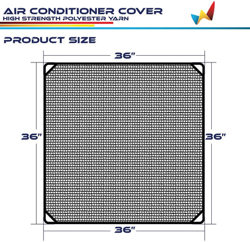 Windscreen4less Outdoor A/C Unit Mesh Cover for Outside Air Conditioner AC Compressor Condenser 36''x36'' Keep Out Leaves Breathable for All Seasons