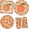 Peach Fruit Party Supplies Tableware Set Includes 24 9" Paper Plates 24 7" Plate 24 9 Oz Cups 50 Lunch Napkins for Sweet as Peaches Summer Tropical Themed Disposable Baby Shower Birthday Dinnerware