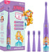 Vekkia Princess Kids Electric Toothbrush, 2 Minutes Timer for Age 3+, 4 Brush Heads, (Rechargeable)