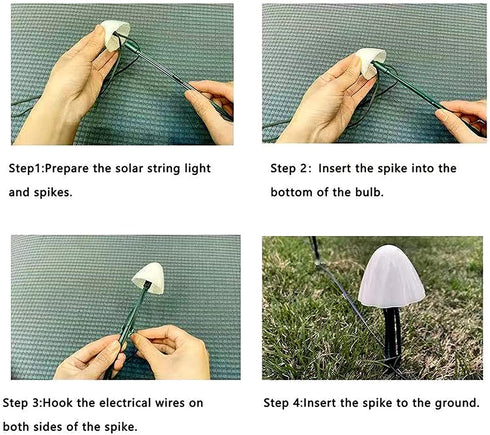 Raising Witt Solar Mushroom Fairy String Lights 20Led Outdoor Waterproof 16Feet 8Modes Solar Powered In Ground Lights Decoration for Garden Patio Yard Landscape Lawn Path Wedding Party Christmas(warm)