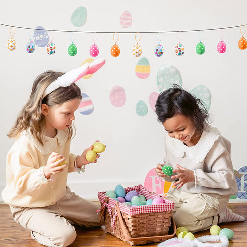 30PCS Easter Hanging Eggs with Dots-Fabric Wrapped Easter Egg-Easter Tree Hanging Ornaments for Party Spring Home Garden Decoration (Dot-Small)