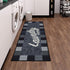 Ottomanson Laundry Collection Checkered Border Rubberback Runner Rug, 20" x 59", Black