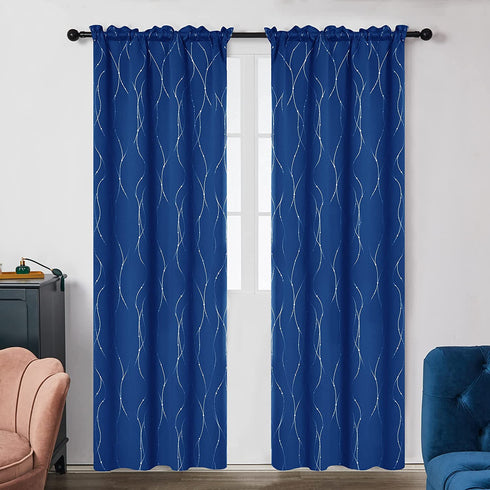 Deconovo Thermal Insulated Blackout Curtains for Sliding Glass Door - Light Blocking Curtains with Rod Pocket, Window Panels for Livingroom, Set of 2 Panels (W52 x L95 Inch, Royal Blue)