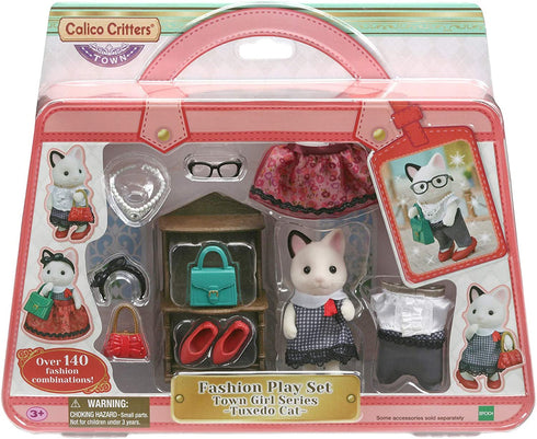Calico Critters Fashion Playset Tuxedo Cat, Dollhouse Playset with Figure and Fashion Accessories