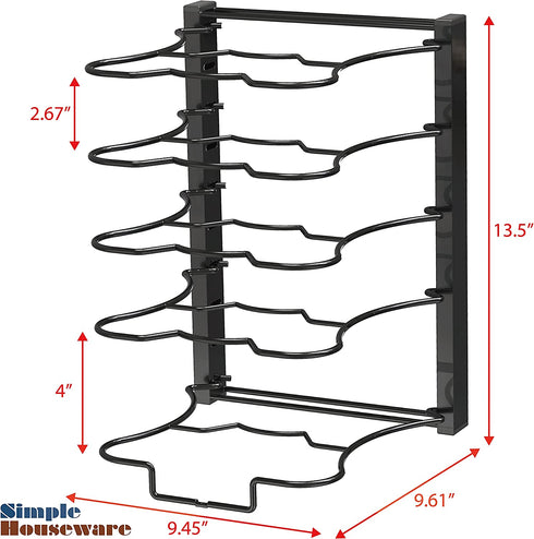 SimpleHouseware 5 Compartments Height Adjustable Pan Organizer, Black