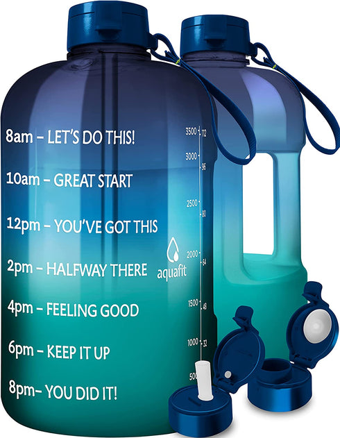 AQUAFIT 1 Gallon Water Bottle with Straw Motivational Water Bottle Big Water Bottle with Straw One Gallon Water Bottle Water Jug 1 Gallon Water Jug with Time Marker Daily Bottle