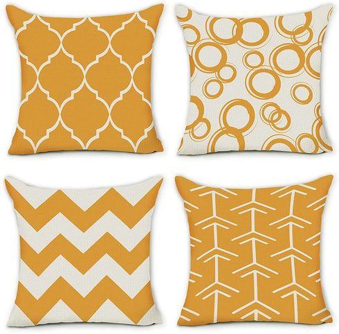 pinata Yellow Pillow Covers 18x18 Set of 4 Decorative Outdoor Throw Pillows Cases Spring Summer Fall Daybed Mustard Farmhouse Modern Geometric Square Decorations for Sofa Couch Home Cushion Covers