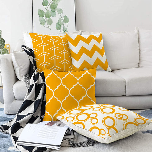 pinata Yellow Pillow Covers 18x18 Set of 4 Decorative Outdoor Throw Pillows Cases Spring Summer Fall Daybed Mustard Farmhouse Modern Geometric Square Decorations for Sofa Couch Home Cushion Covers