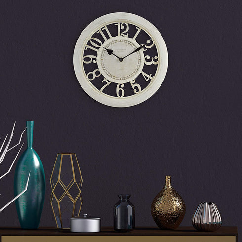 Equity by La Crosse 20857 11.5" Delaney Floating Dial Quartz Clock, Antique White