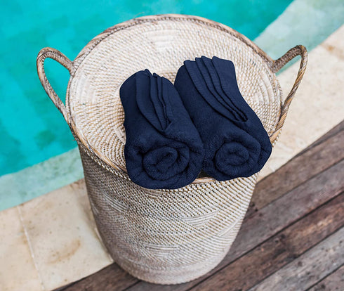 Utopia Towels Cotton Navy Washcloths Set - Pack of 24 - 100% Ring Spun Cotton, Premium Quality Flannel Face Cloths, Highly Absorbent and Soft Feel Fingertip Towels