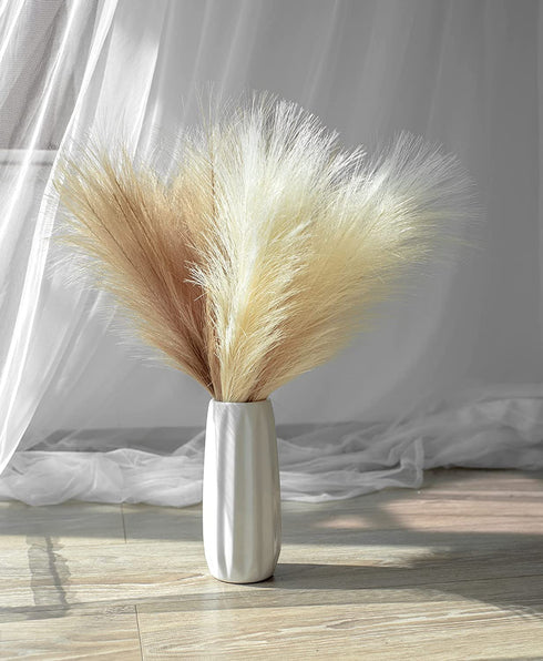 Leerui Faux Pampas Grass, Set of 6 Stems Large Tall 17'' Artificial Fake Flowers,Artificial Pampas Grass Vase-Dried Pampas Grass-Pompous Grass Branches Large