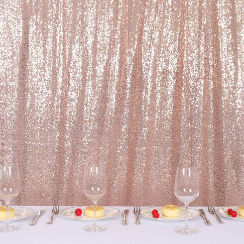 TRLYC Rose Gold Sequin Backdrop Curtains 2 Panels 2x8ft Glitter Rose Gold Curtains Decoration for Wedding Dirthday Party Christmas