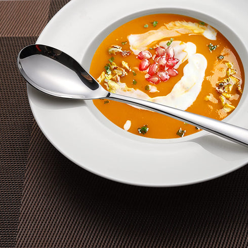 Soup Spoons Set of 6 Stainless Steel Round Spoons Asian Soup Spoon Long Handle Dinner Spoons for Kitchen Restaurant Home