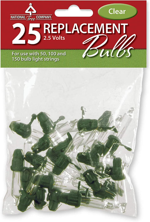 National Tree RBG-25C 25 Clear Bag with Header for 50 Light Sets UL, 2.5 Volts Replacement Christmas Bulbs, Count (Pack of 1)