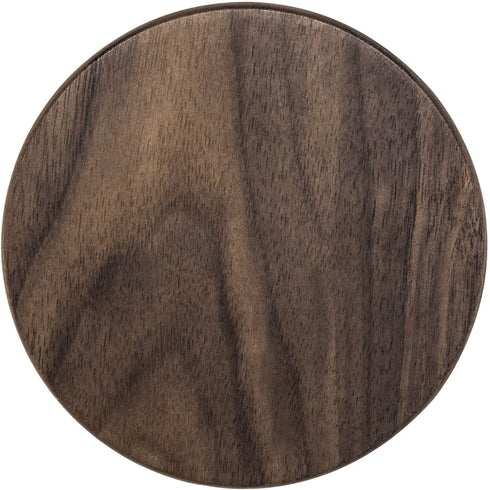 Wood Drink Coasters with Metal Holder, GOH DODD 4 Inch 6 Pieces Wooden Coasters Cup Coaster Set for Bar Kitchen Home Apartment, Walnut Wood
