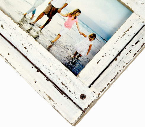 PRINZ Homestead 4-Inch by 6-Inch Distressed Plank Picture Frame, White