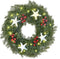ANGELEMM Pre-lit Christmas Wreaths for Front Door ,Build in Hook, Battery Operated Christmas Wreath Decorative Hanging Ornament, Artificial Door Wreath Clear LED Lights(16 Inch)