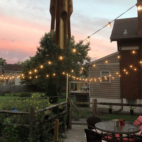 G40 Outdoor String Lights LED 25Feet Patio Lights with 27 LED Shatterproof Bulbs(2 Spare), Waterproof Globe Hanging Lights for Backyard Decor Bistro Party Yard Decor, E12 Socket, 2200K, Black Wire