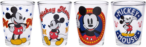 Silver Buffalo Disney Classic Mickey Mouse 4 Pack Mini Glasses, 1.5 Ounces