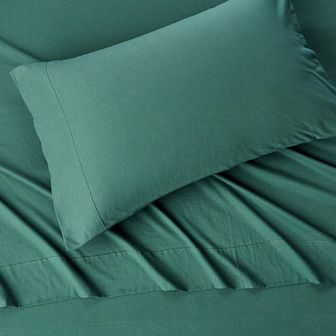 Amazon Basics Cotton Jersey Bed Sheet Set - Twin XL, Dark Green