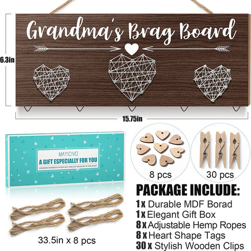 Grandma's Brag Board Mothers Day Gifts Grandma Gifts Picture Frame, Birthday Gifts for Grandma from Granddaughter Grandchildren, Grandkids Photo Holder Nana Gigi Grandmother Gifts Hanging Photo Frame