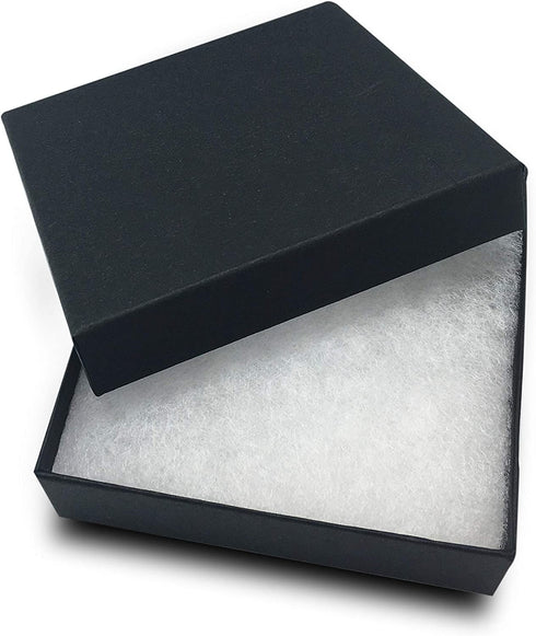 TheDisplayGuys 25-Pack #33 Cotton Filled Cardboard Paper Jewelry Box Gift Case - Matte Black (3 1/2" x 3 1/2" x 1")
