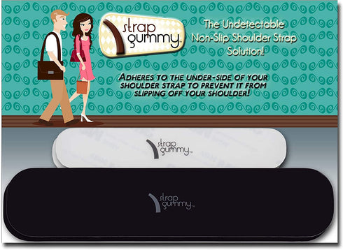 Strap Gummy - Prevent Strap Slips - The Original Non Slip Shoulder Strap Grip Strips – Set of Large Black or Small Semi-Clear