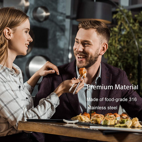 Metal Chopsticks Reusable 18/10 Stainless Steel Chopsticks Multipack Dishwasher Safe Chop Sticks Square Fancy Laser Engraved Non-slip Korean Chopstick for Cooking Eating 9.45 Inches 5 Pairs Gift Set