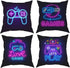 ZFYIPOK Gamer Throw Pillow Case, 18x18 Pillow Cover Set of 4 Video Game Neon Sign Square Case Decorative Cushion Home Sofa Chair Car for Boys Bedroom Playroom - Pink Purple (Retro Game Neon)