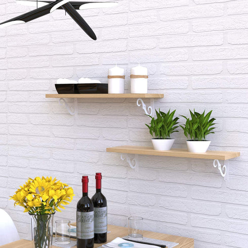 ETECHMART Decorative Shelf Brackets, 8 Inch Wall Mounted Floating Shelf Bracket for DIY Open Shelving, Pack of 4 L Shape Heavy Duty Rustic Iron Metal Corner Brace Shelf Supporter, White