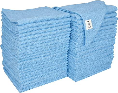 S&T INC. Microfiber Cleaning Cloths Reusable and Lint-Free Towels for Home, Kitchen and Auto, 11.5" x 11.5", 50 Pack, Light Blue