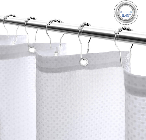 Fabric Shower Curtain with Hooks,Light Gray Ombre Shower Curtain, Water Repellent Shower Curtain Liner, Luxury Spa Decorative Bathroom Curtain, Hotel Quality, Washable, 72x72 Inch