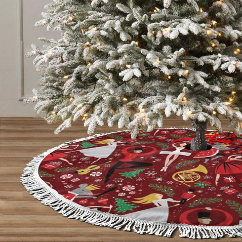 Christmas Tree Skirt 30 Inch Rustic Tree Xmas Ornaments Holiday Party Decorations Indoor Outdoor Accessory Gift